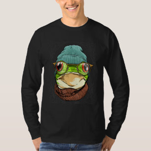 Hipster-Frosch-Tier mit Brille Cool Nerd Frosch T-Shirt