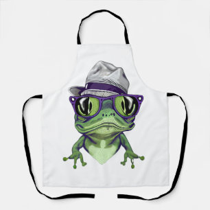 Hipster-Froschtier mit Brille und Hut Vektor Schürze