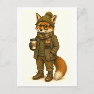 Hipster-Fuchs-Postkarte Postkarte