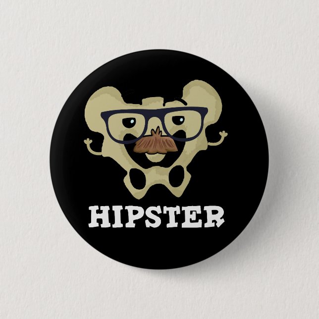 Hipster Funny Angesagt Bone Anatomie Pun Dark BG Button (Vorderseite)