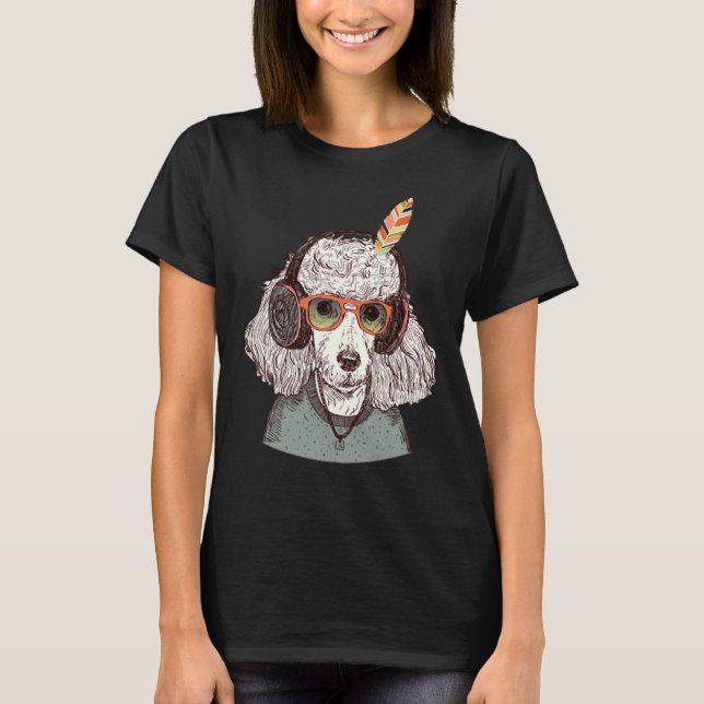 Hipster Funny Poodle T- T-Shirt (Vorderseite)