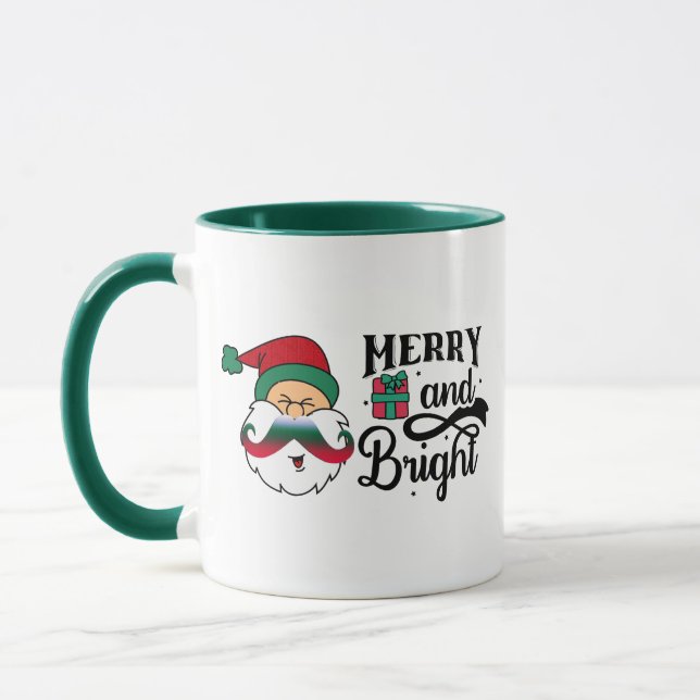 Hipster Funny Santa Mustache Weihnachtsdesign Tass Tasse (Links)