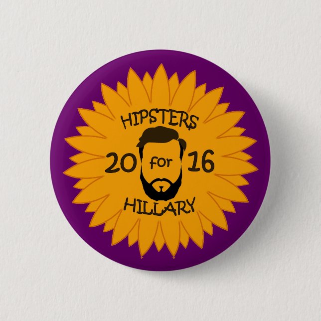 Hipster für Hillary 2016 Button (Vorderseite)