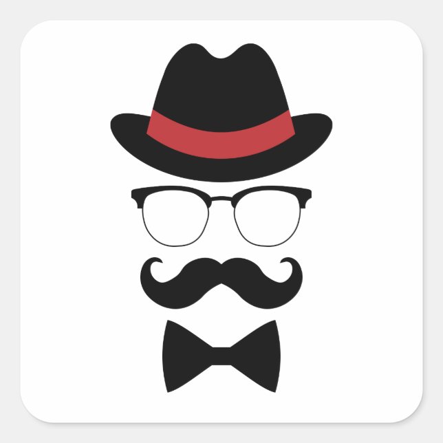 Hipster Gentleman Elements Quadratischer Aufkleber (Vorderseite)