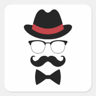Hipster Gentleman Elements Quadratischer Aufkleber