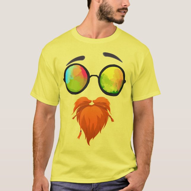 Hipster-Gesicht mit Sonnenbrille und Bart-T - Shir T-Shirt (Vorderseite)