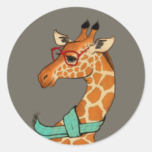 Hipster Giraffe Runder Aufkleber