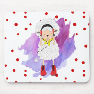 Hipster Girl Lamb mit Red Boots Mousepad