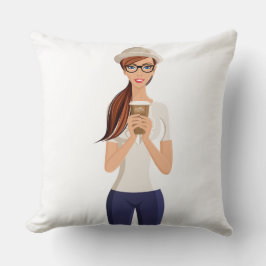 Hipster Girl Throw Kissen