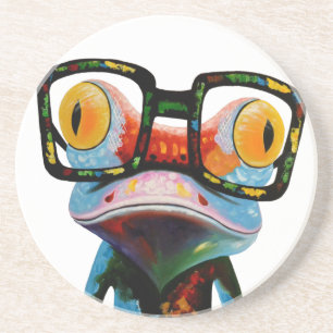 Hipster-Glas-Frosch Getränkeuntersetzer