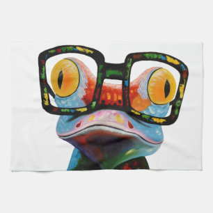 Hipster-Glas-Frosch Handtuch