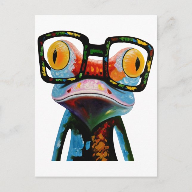 Hipster-Glas-Frosch Postkarte (Vorderseite)