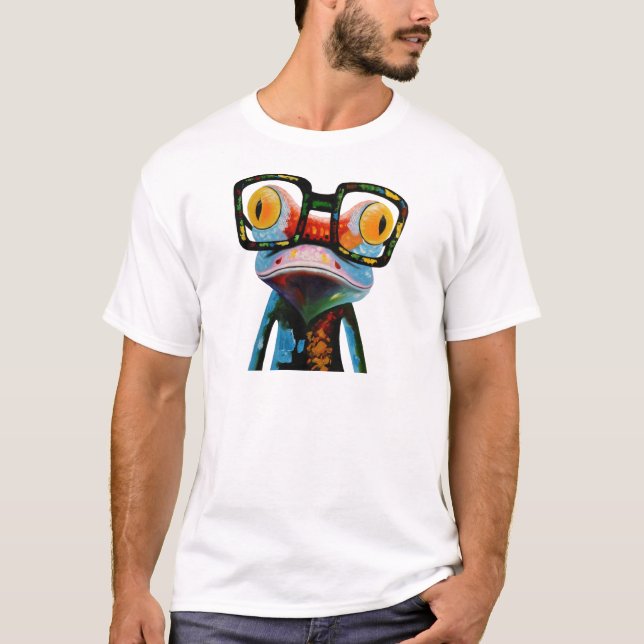 Hipster-Glas-Frosch T-Shirt (Vorderseite)