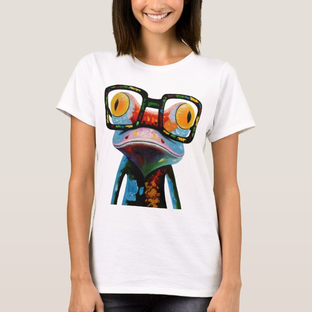 Hipster-Glas-Frosch T-Shirt (Vorderseite)
