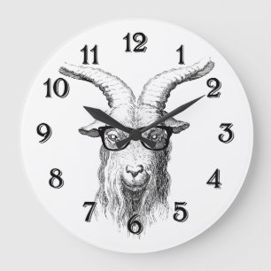 Hipster Goat Große Wanduhr