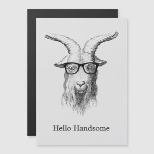 Hipster Goat Hello Handsome Magnetkarte