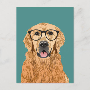 Hipster Golden Retriever Postkarte