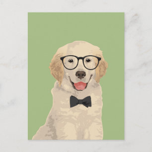 Hipster Golden Retriever Welpe Postkarte