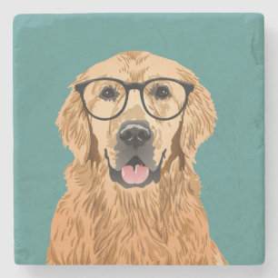 Hipster-goldener Retriever-Untersetzer Steinuntersetzer