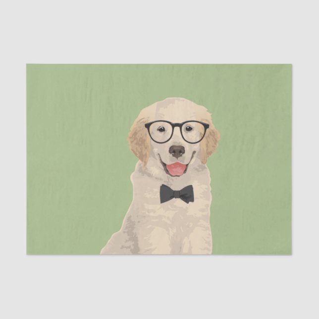 Hipster-goldener Retriever-Welpen-Seidenpapier Seidenpapier (Vorderseite)