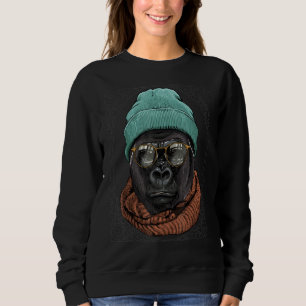 Hipster Gorilla Animal Wear Brillen Monkey Gori Sweatshirt
