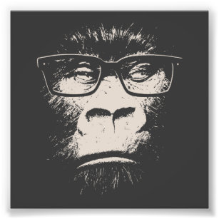 Hipster Gorilla mit Brille Fotodruck