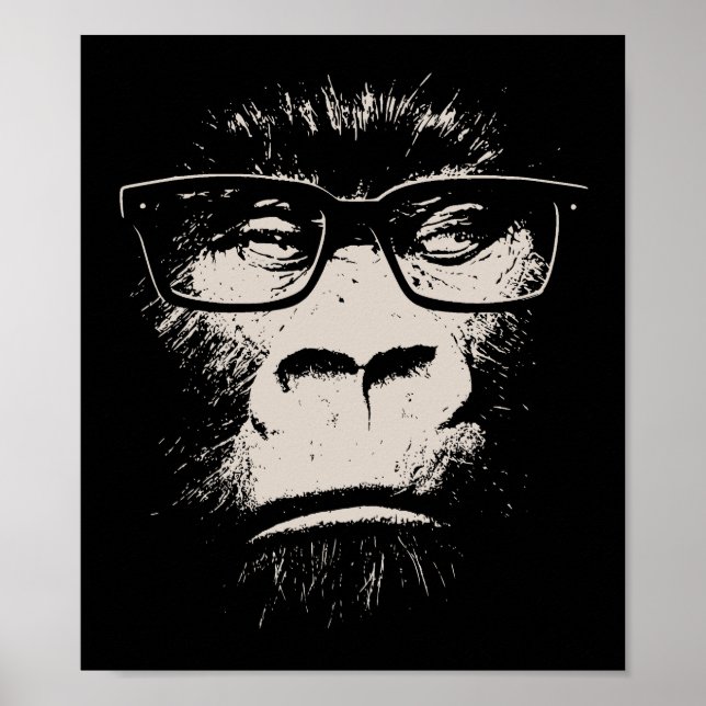Hipster Gorilla mit Brille Poster (Vorne)