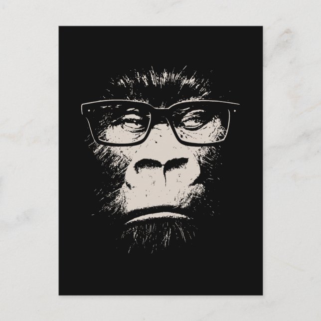 Hipster Gorilla mit Brille Postkarte (Vorderseite)