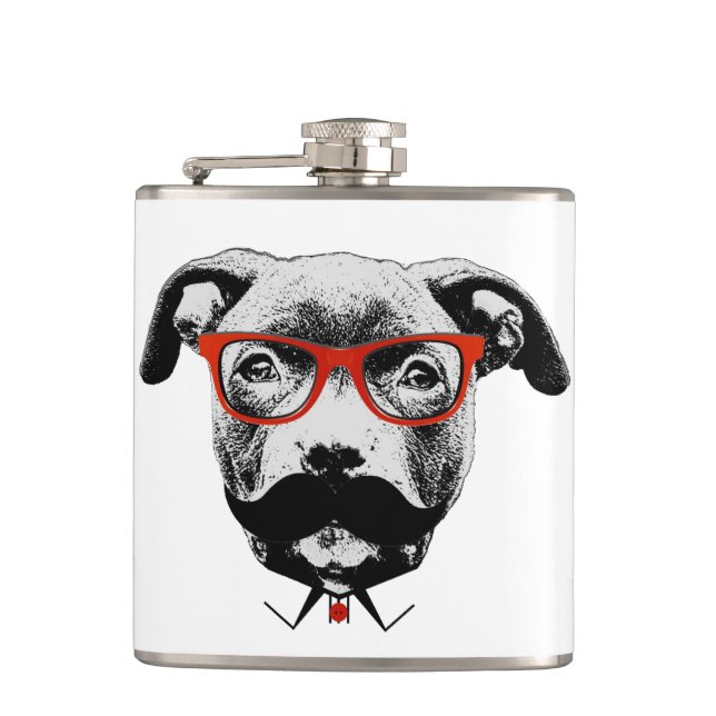 Hipster-Gruben-Stier-Terrier Flachmann (Vorderseite)