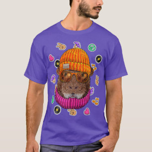 Hipster Guinea Schweinegrippe Nerd Brille Tierisch T-Shirt
