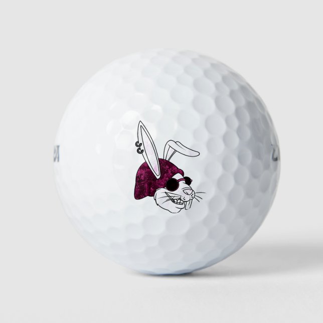 Hipster-Hase Golfball (Vorderseite)