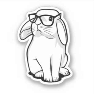 Hipster-Hase Lustiger Hase Mit Brille Süßes Anima Aufkleber