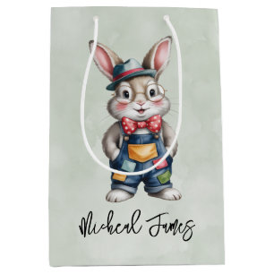 Hipster-Hasenjunge-Baby-Party Mittlere Geschenktüte