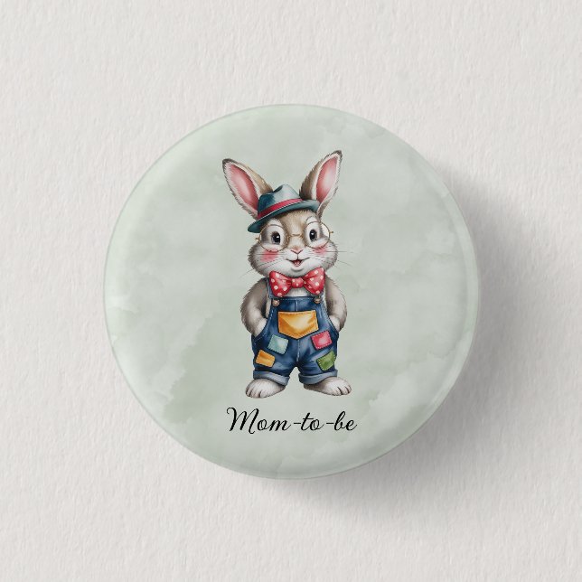 Hipster-Hasenjunge-Baby-Shower-Mama-in-spe Button (Vorderseite)