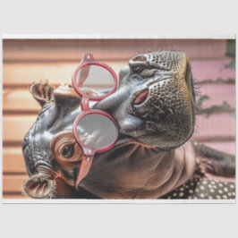 Hipster Hippo Pink Sonnenbrille Decoupage Verlasse Seidenpapier