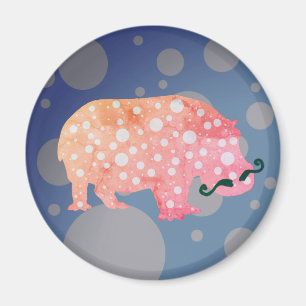 Hipster Hippopotamus Standard, 5,7 cm, Rundmagnet Magnet