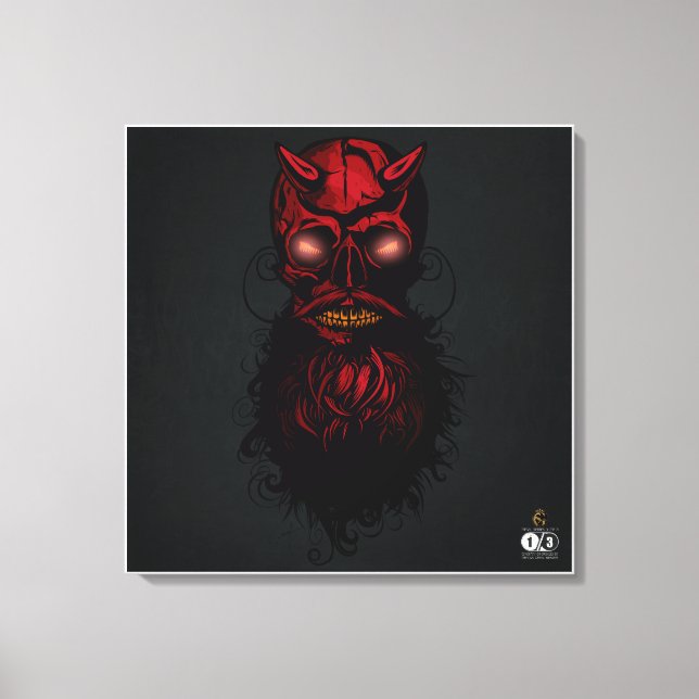 Hipster-Hipster-Schädel des Teufels Leinwanddruck (Vorderseite)