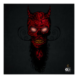 Hipster-Hipster-Skulls-Bärtling-Musta-Totenkopf Poster