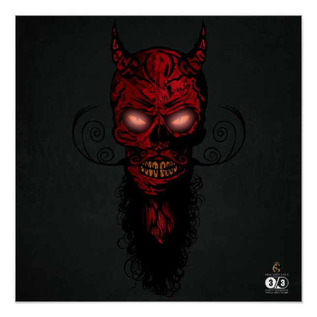 Hipster-Hipster-Skulls-Bärtling-Musta-Totenkopf Poster (Vorderseite)