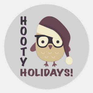 Hipster Hooty Ferien! Runder Aufkleber