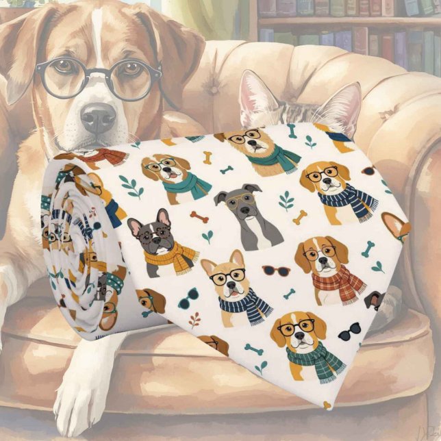 Hipster-Hund-mit-Brille-Illustrationen Krawatte (Von Creator hochgeladen)