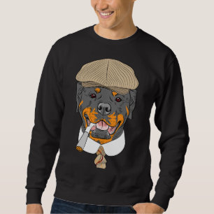 Hipster Hund Rottweiler in einer braunen Hülle mit Sweatshirt