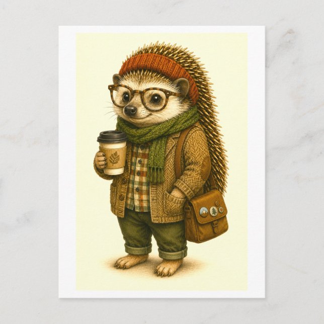 Hipster-Igel-Postkarte Postkarte (Vorderseite)