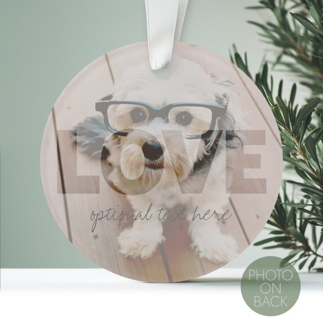 Hipster Instagram Foto Art - Liebe Farbüberlagerun Ornament (Personalized Photo Ornament with a Photo also on the back)