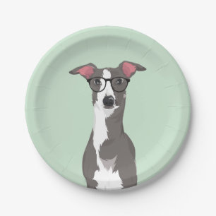 Hipster-italienischer Windhund-Hund für Pappteller