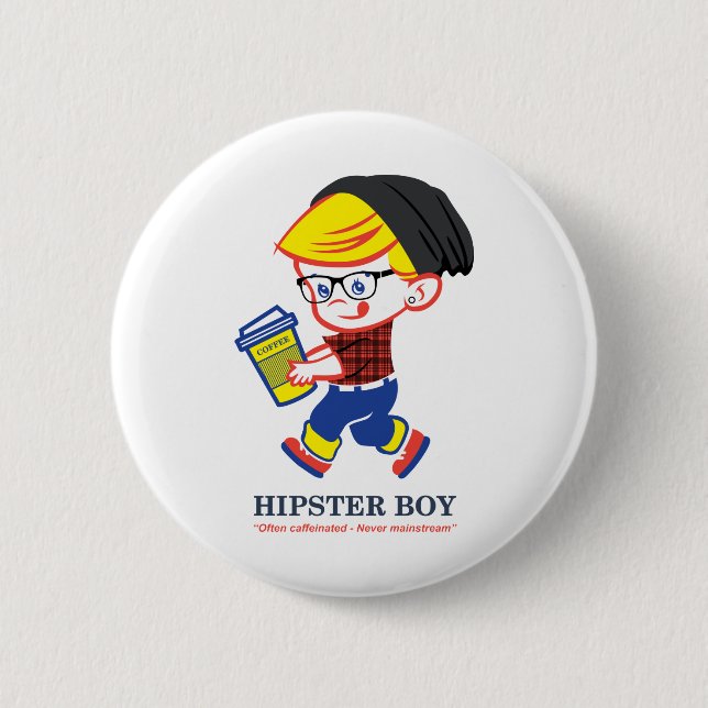 Hipster Junge - Parodie-Illustration Button (Vorderseite)