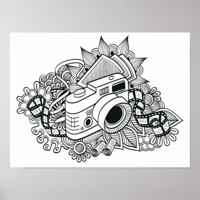 Hipster-Kamera Doodle 2 Poster (Vorne)