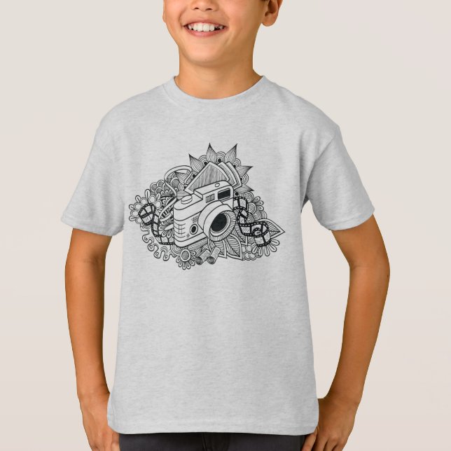 Hipster-Kamera-Gekritzel T-Shirt (Vorderseite)