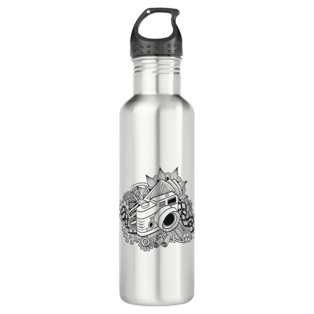 Hipster-Kamera-Gekritzel Trinkflasche (Vorderseite)
