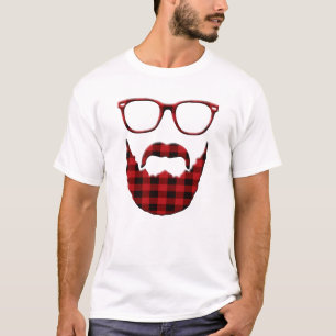 Hipster-karierter Bart und Gläser T-Shirt